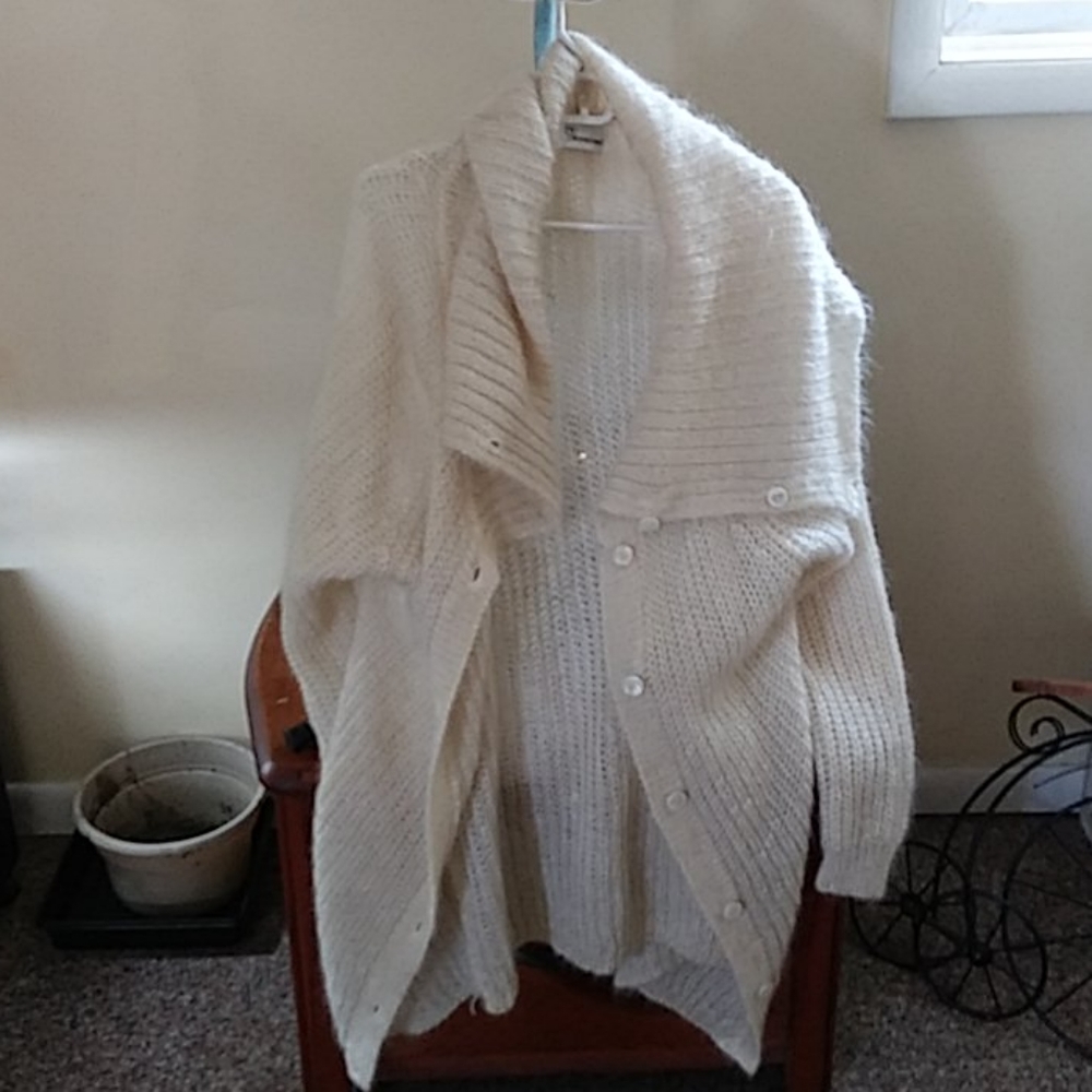 Button down knit, cream sweater